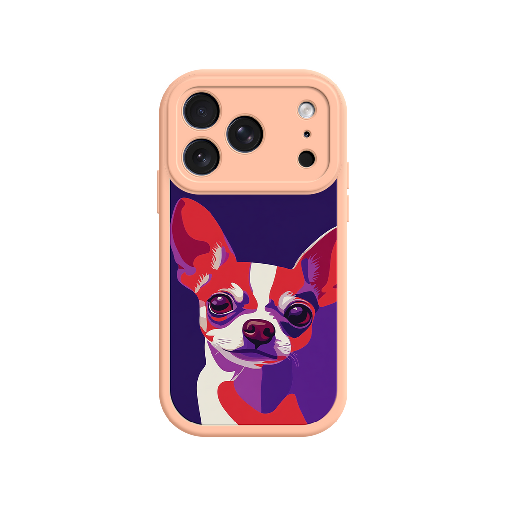 Graphic Chihuahua phone cover with purple tones