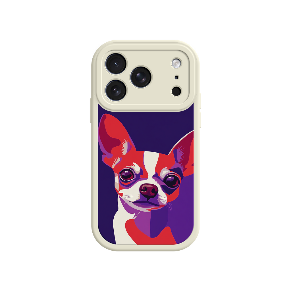 Artistic dog phone case with vibrant contrast