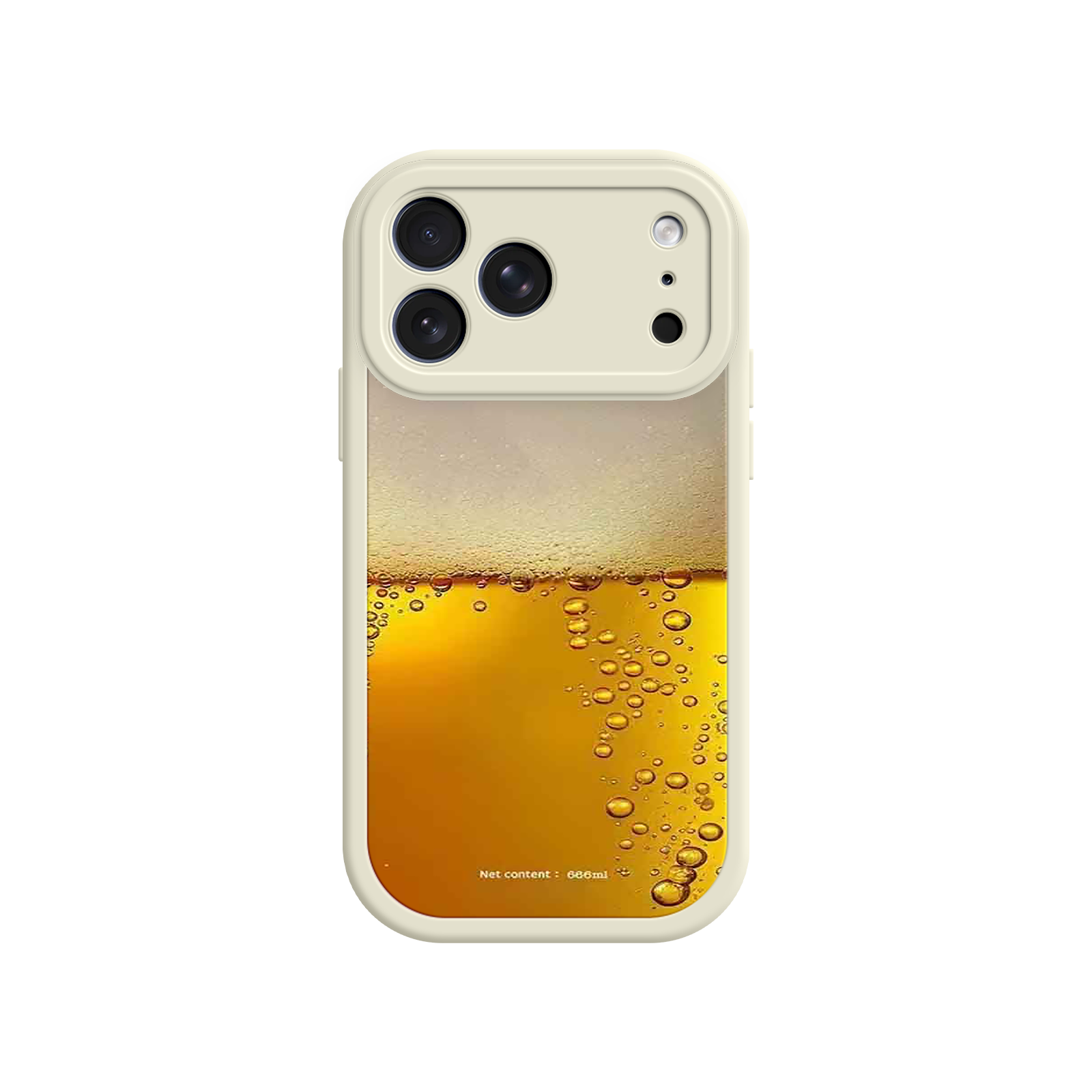 Funny beer phone case with golden bubbles