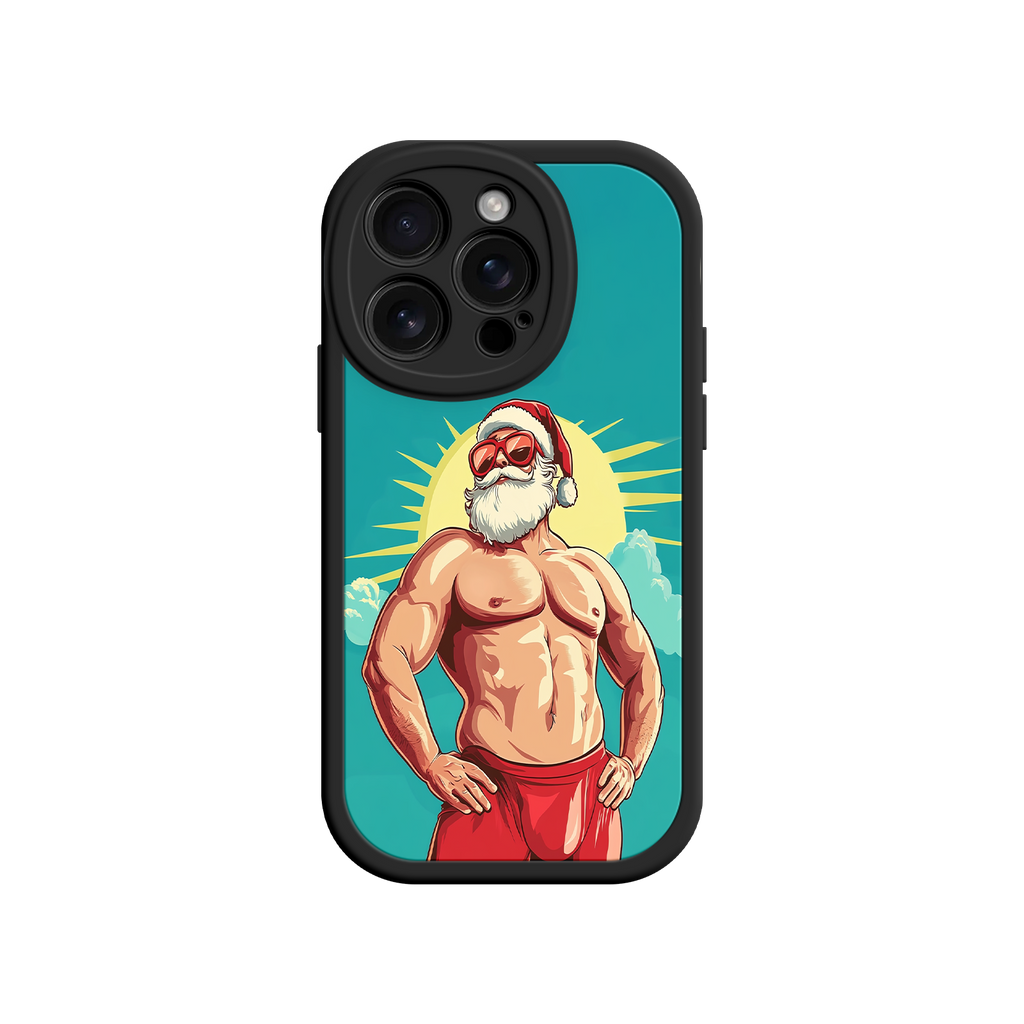 Festive phone case with strong Santa cartoon