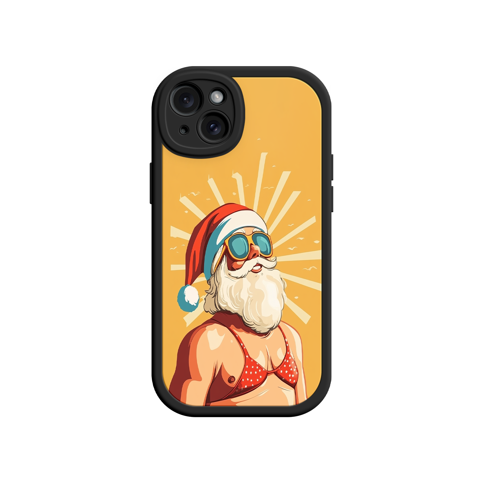 Funny Christmas phone case with beach Santa artwork