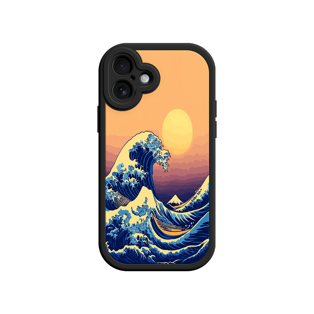 Great Wave Sunset iPhone Case – Japanese Art with Ocean & Mountain Design