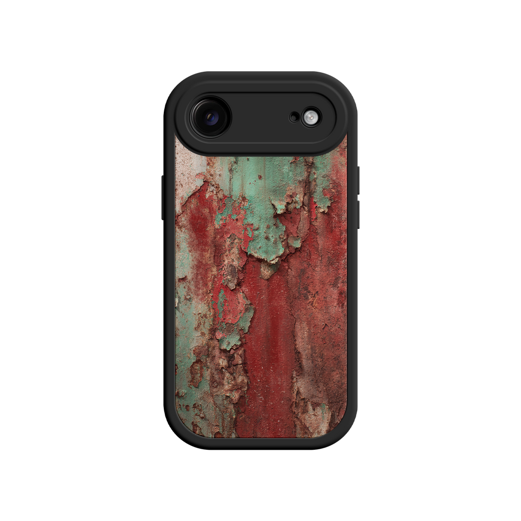 Industrial phone case featuring oxidized metal surface