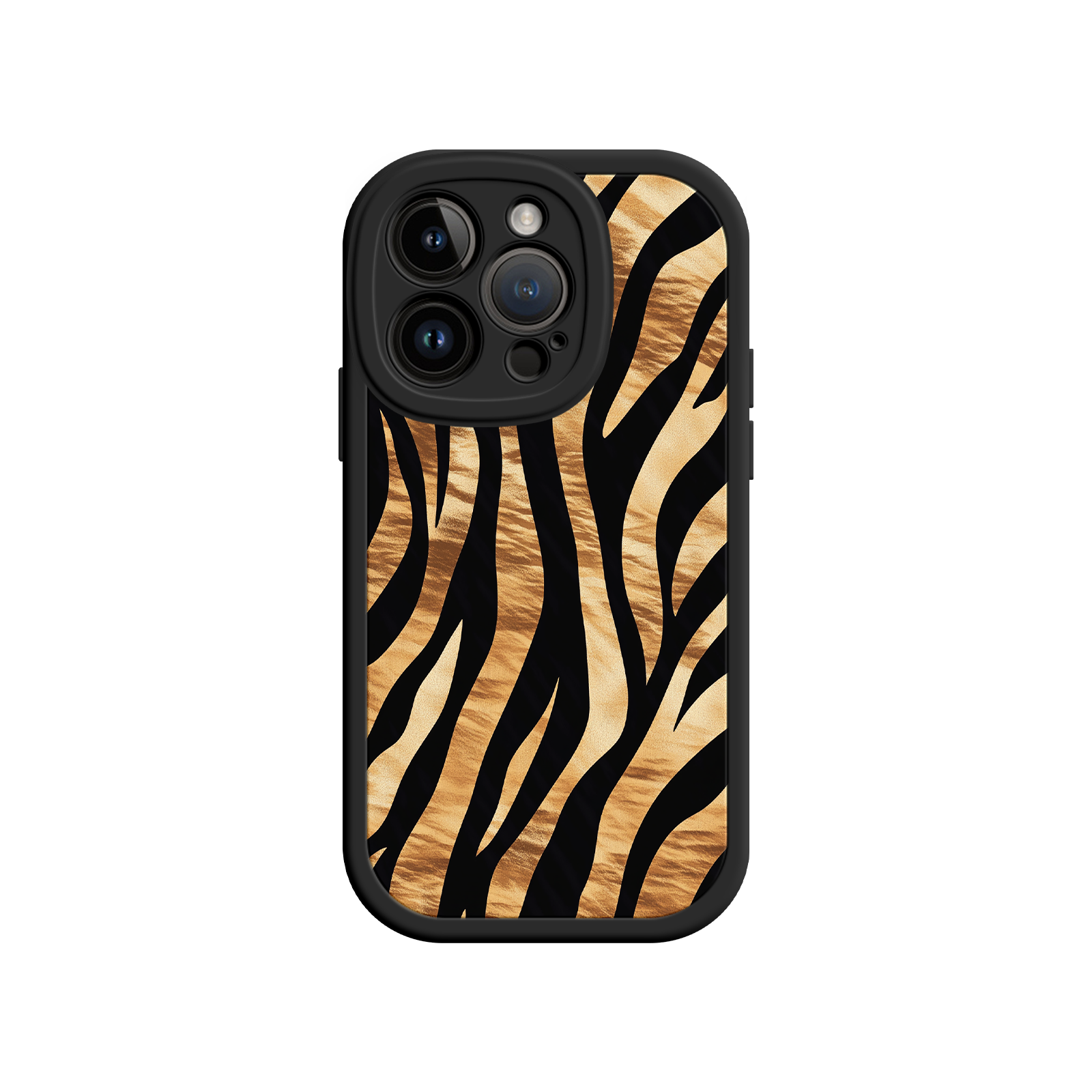 Tiger Stripe iPhone Case – Bold Animal Print with Olive Green Frame
