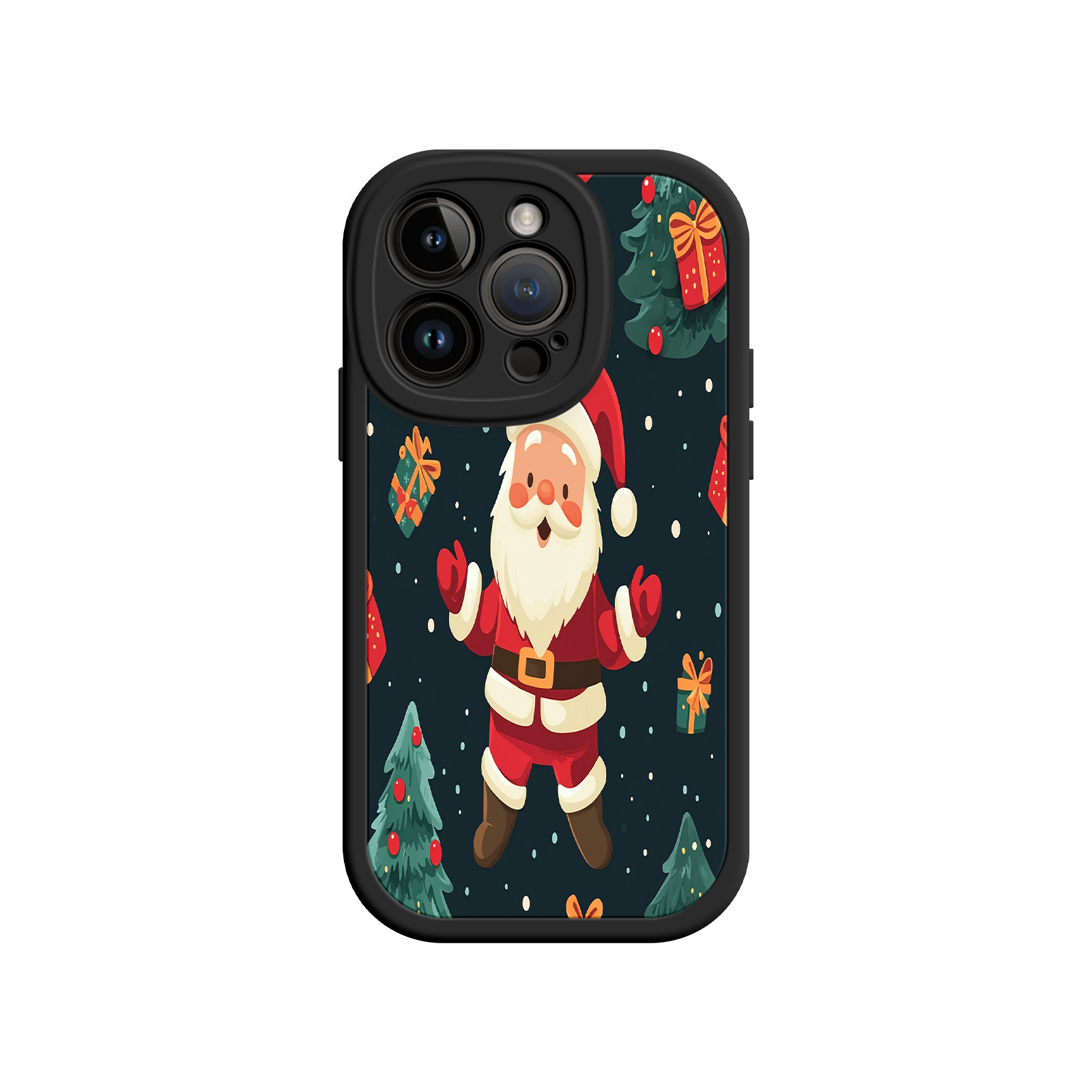 Festive Santa iPhone 17 Case – Christmas Holiday Design, Jolly Santa Claus, Gift Boxes & Trees