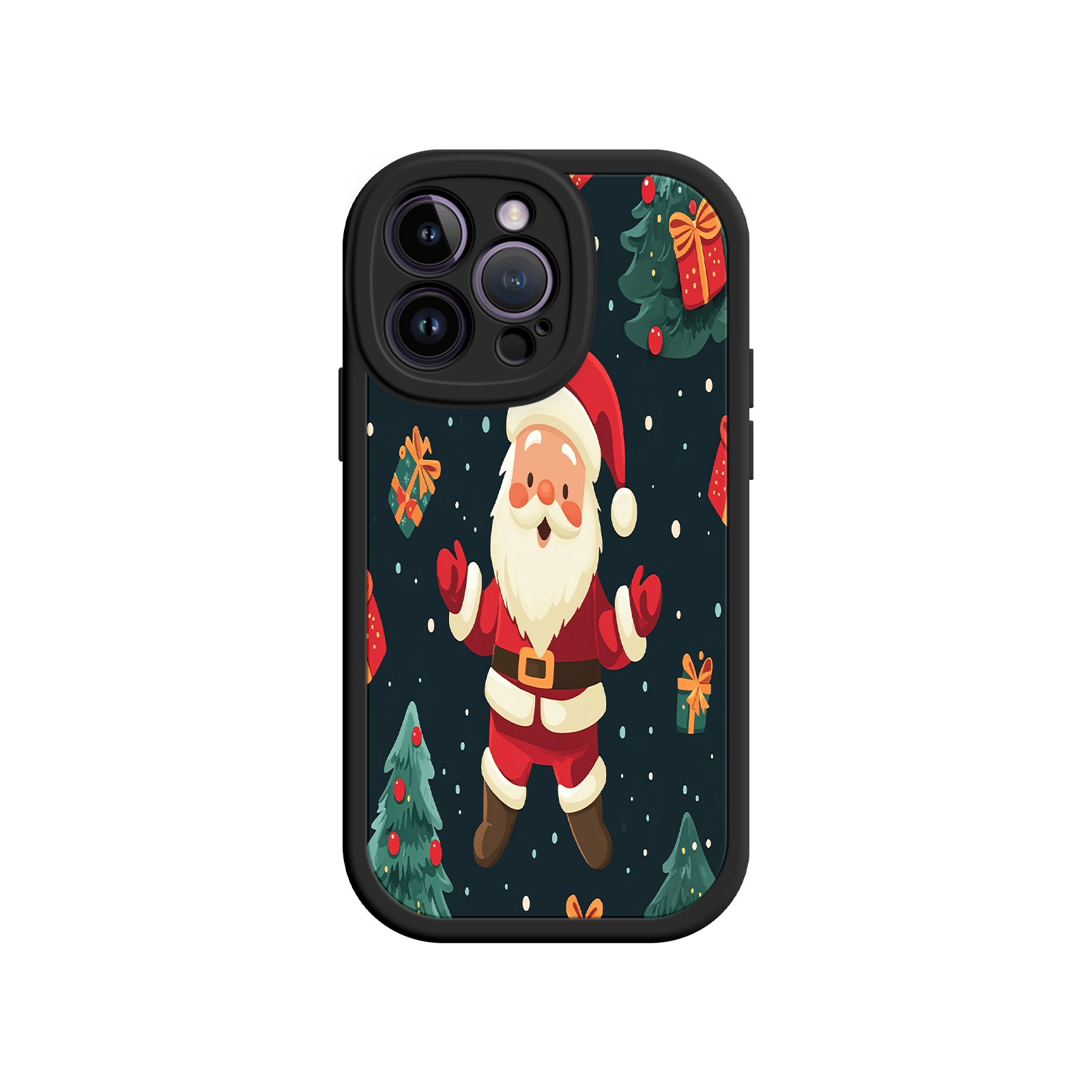 Festive Santa iPhone 17 Case – Christmas Holiday Design, Jolly Santa Claus, Gift Boxes & Trees