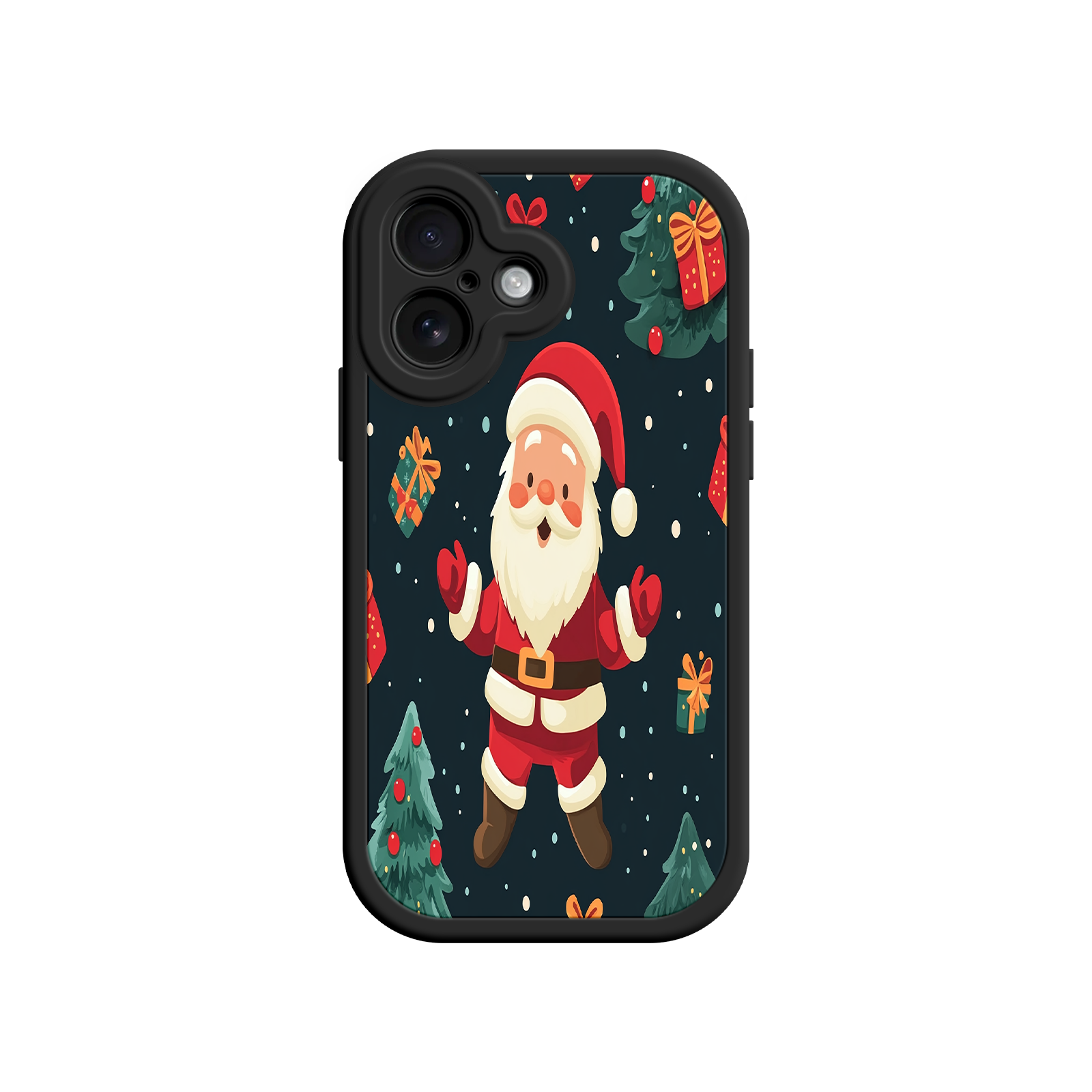 Festive Santa iPhone 17 Case – Christmas Holiday Design, Jolly Santa Claus, Gift Boxes & Trees