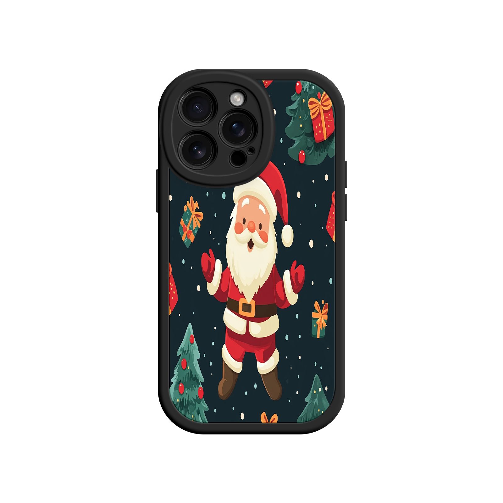 Festive Santa iPhone 17 Case – Christmas Holiday Design, Jolly Santa Claus, Gift Boxes & Trees