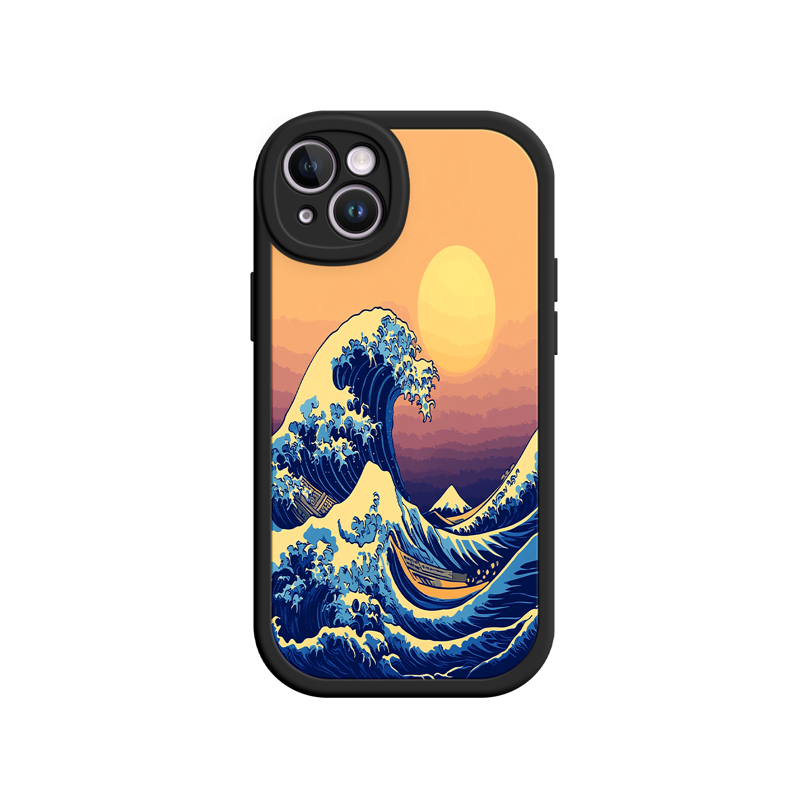 Great Wave Sunset iPhone Case – Japanese Art with Ocean & Mountain Design