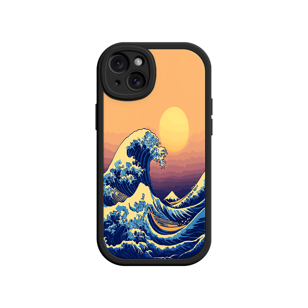 Great Wave Sunset iPhone Case – Japanese Art with Ocean & Mountain Design