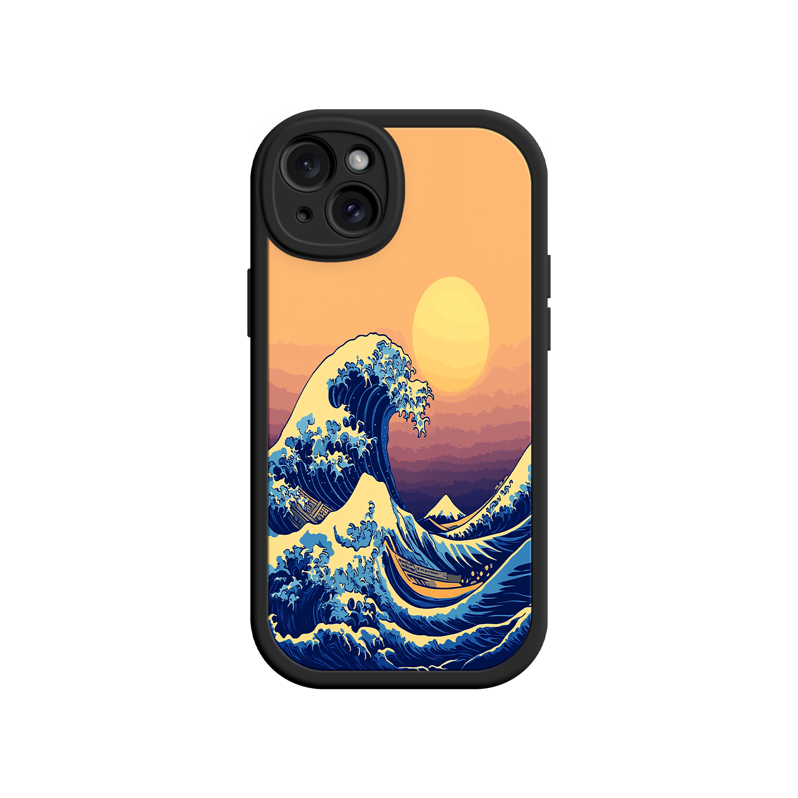 Great Wave Sunset iPhone Case – Japanese Art with Ocean & Mountain Design