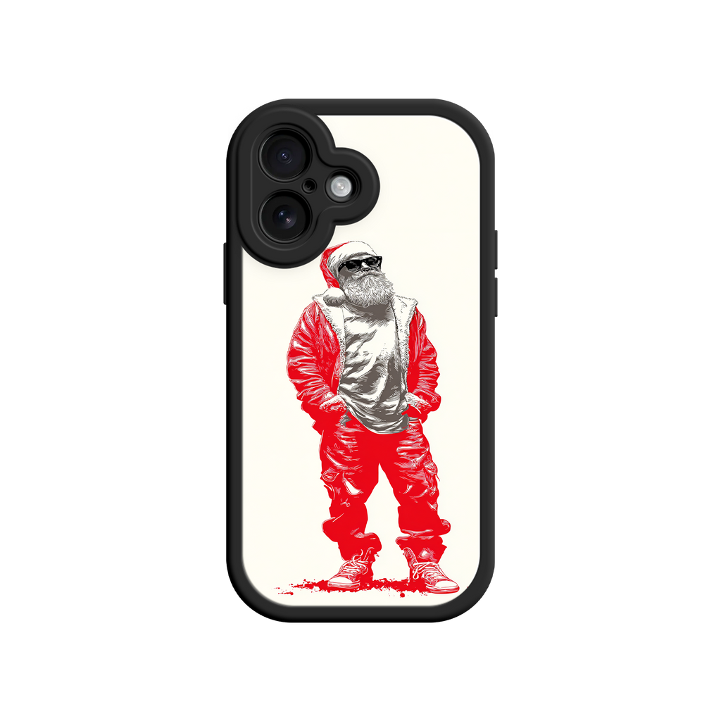Trendy phone case featuring red Santa outfit