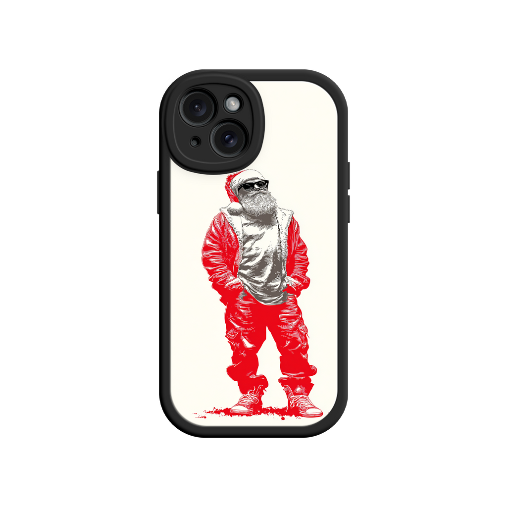 Holiday phone cover featuring confident Santa in shades