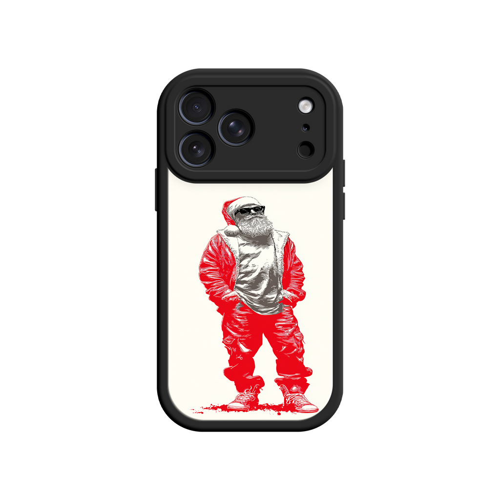 “Urban Santa Claus phone case for iPhone – red streetwear Christmas design with sunglasses