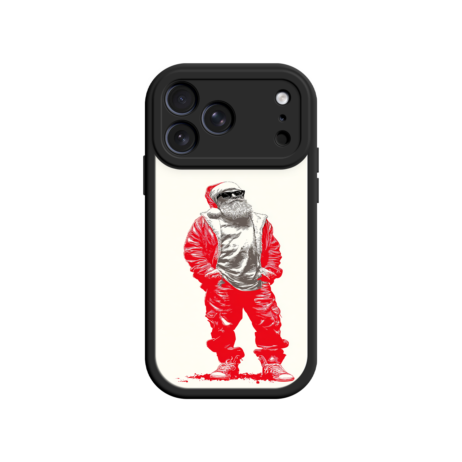 “Urban Santa Claus phone case for iPhone – red streetwear Christmas design with sunglasses