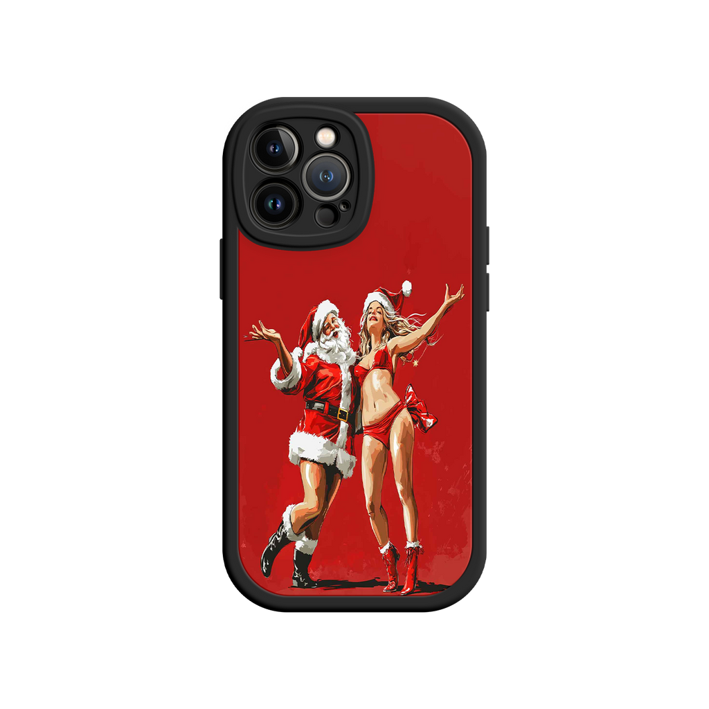 Merry & Flirty iPhone 17 Case – Fun Christmas Couple, Bold Red Festive Design, Santa & Sexy Santa Girl