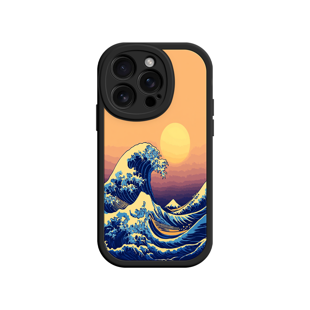 Great Wave Sunset iPhone Case – Japanese Art with Ocean & Mountain Design