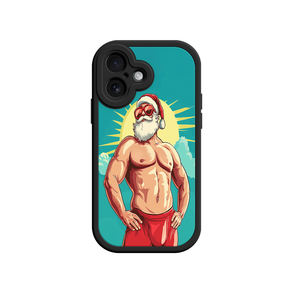 Santa Claus phone case with red sunglasses and beard