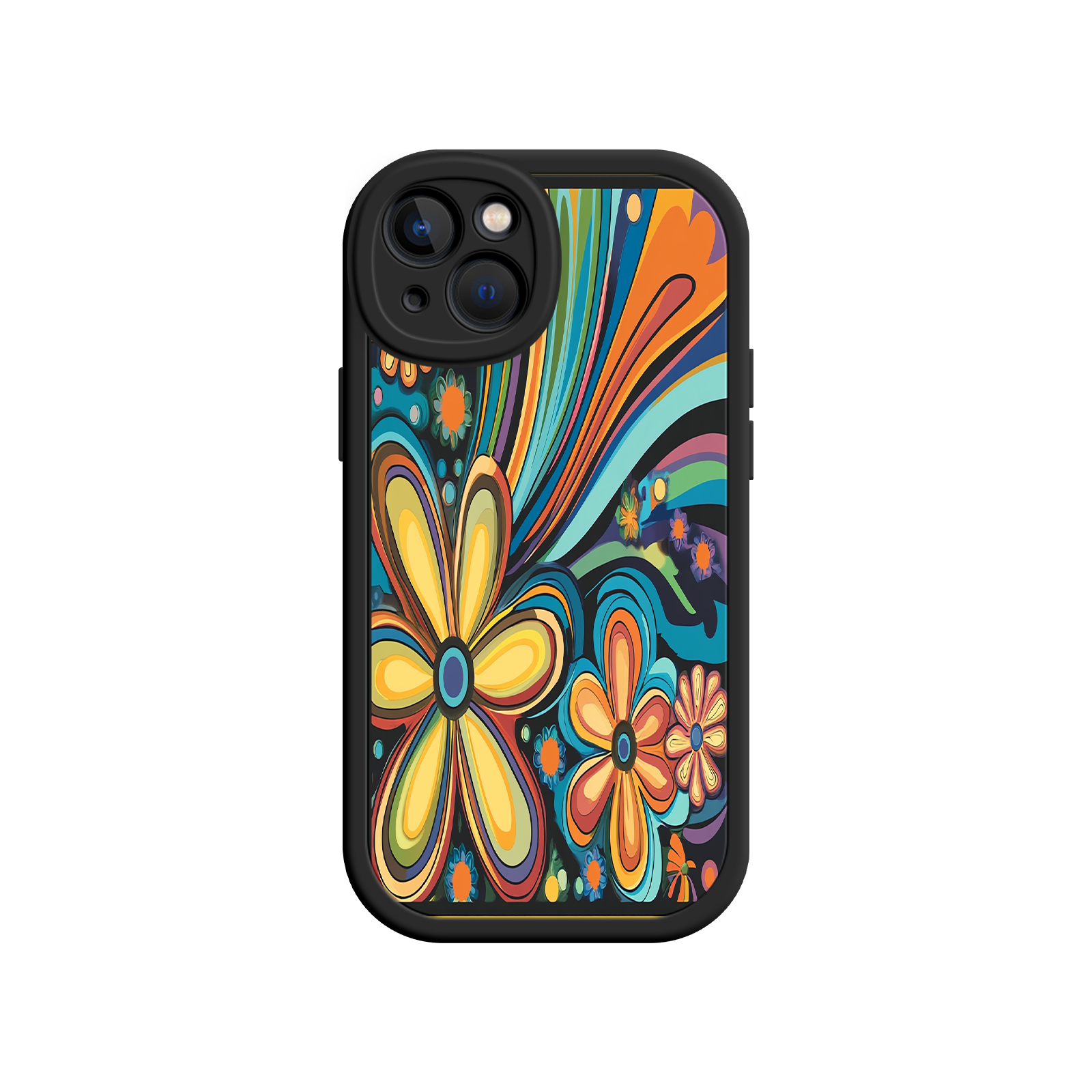 Psychedelic Floral iPhone 17 Case – Hippie Flower Power Design, 60s 70s Retro Vibes, Groovy Swirls