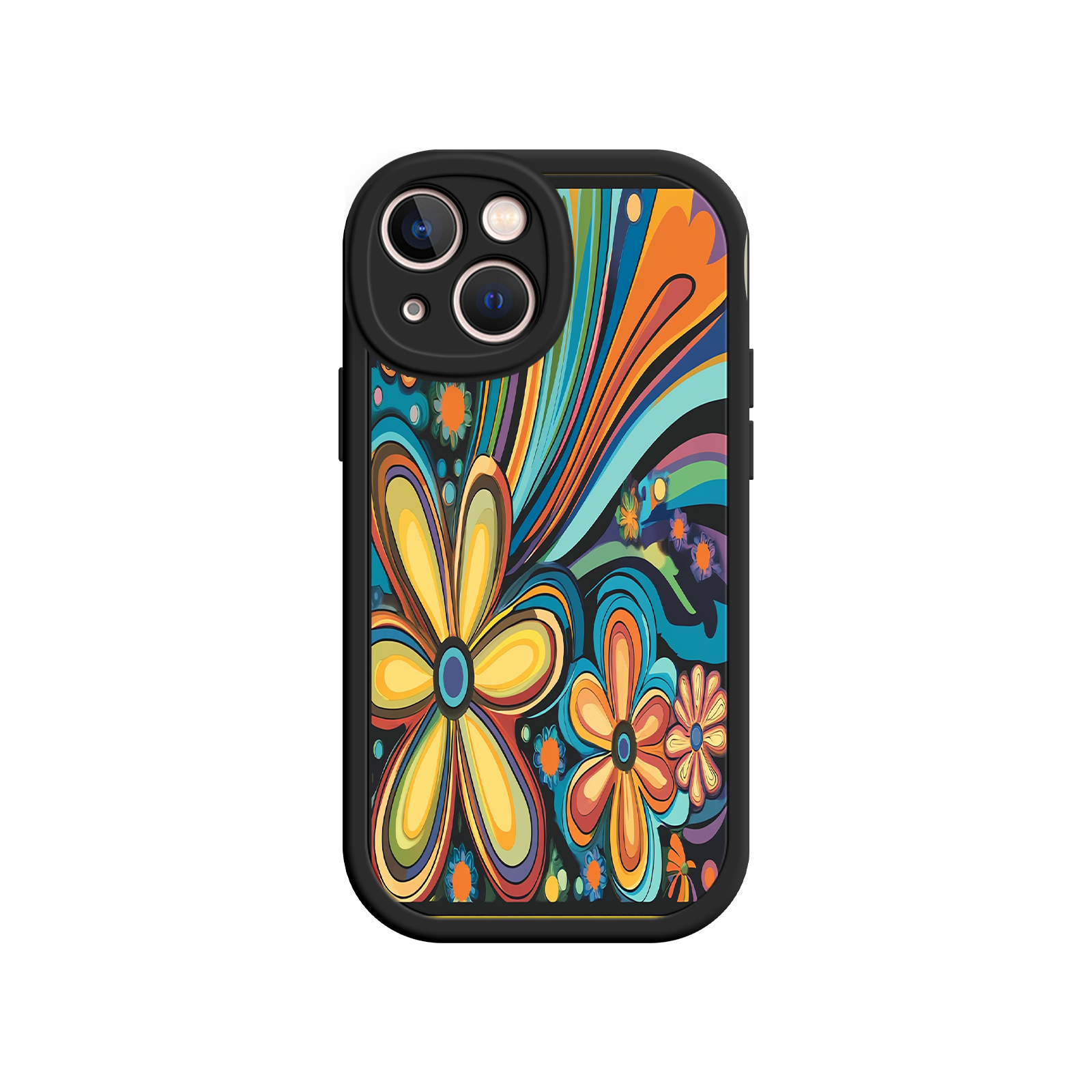 Psychedelic Floral iPhone 17 Case – Hippie Flower Power Design, 60s 70s Retro Vibes, Groovy Swirls