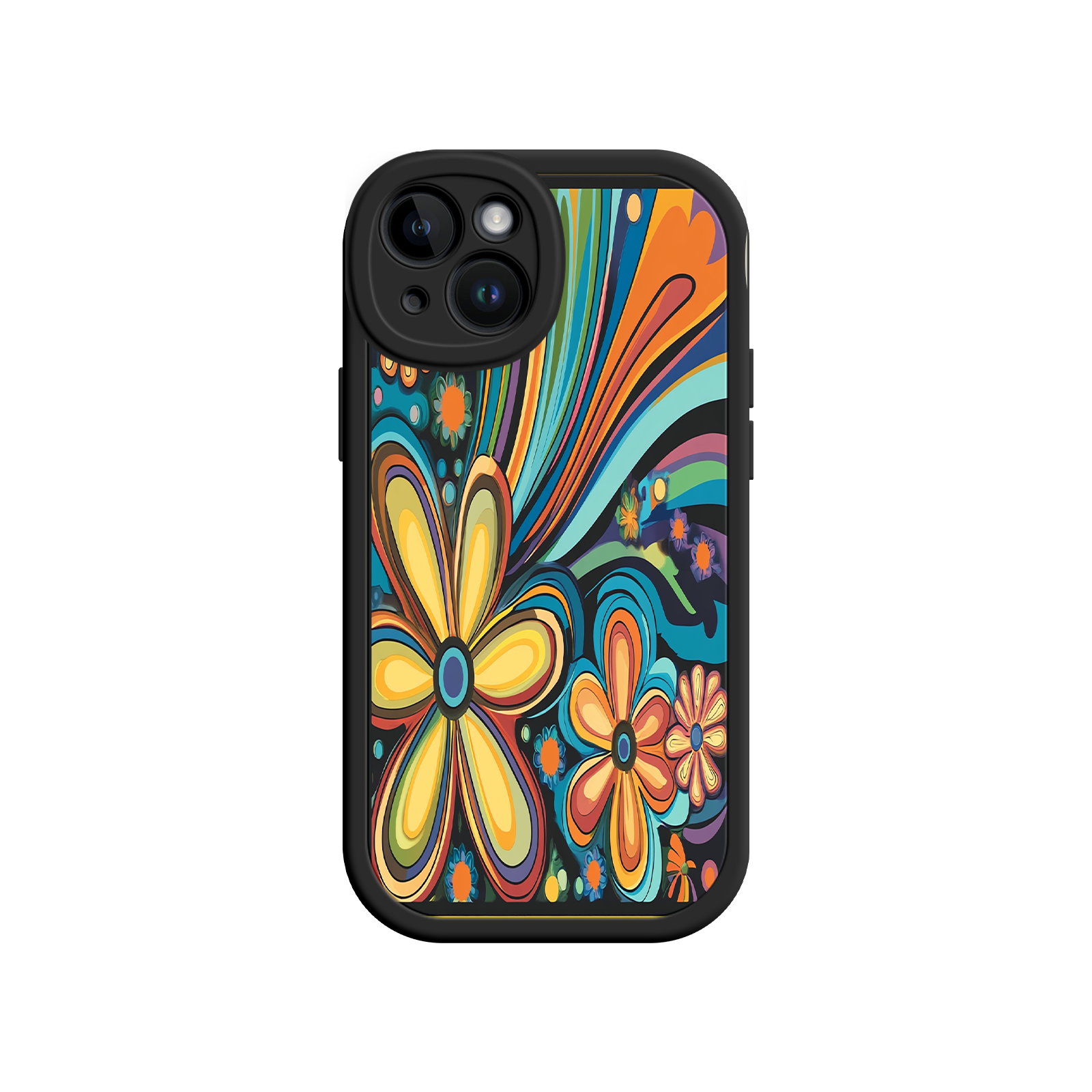 Psychedelic Floral iPhone 17 Case – Hippie Flower Power Design, 60s 70s Retro Vibes, Groovy Swirls