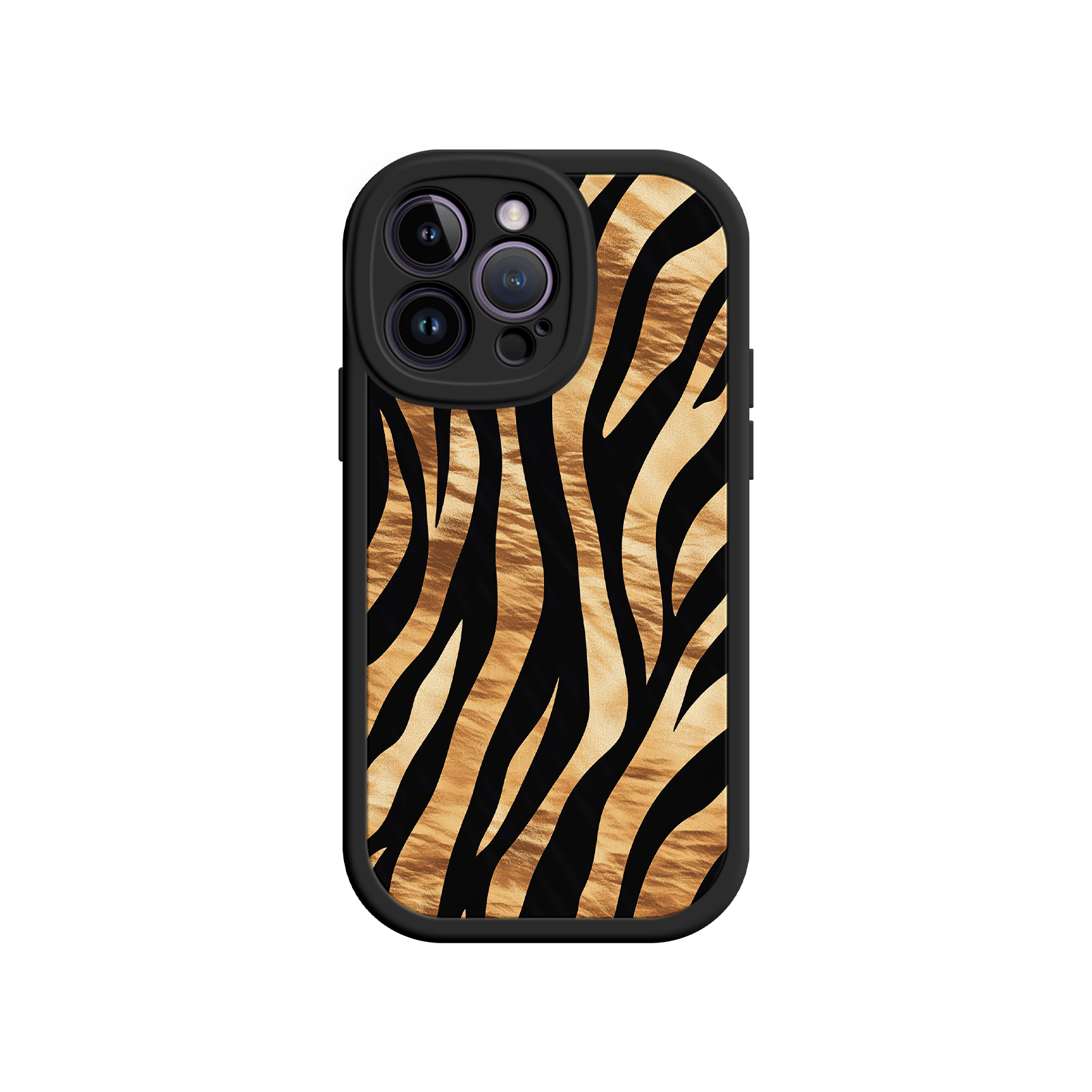 Tiger Stripe iPhone Case – Bold Animal Print with Olive Green Frame