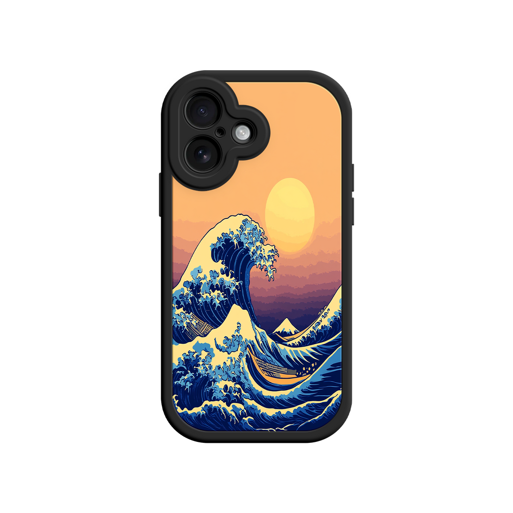 Great Wave Sunset iPhone Case – Japanese Art with Ocean & Mountain Design