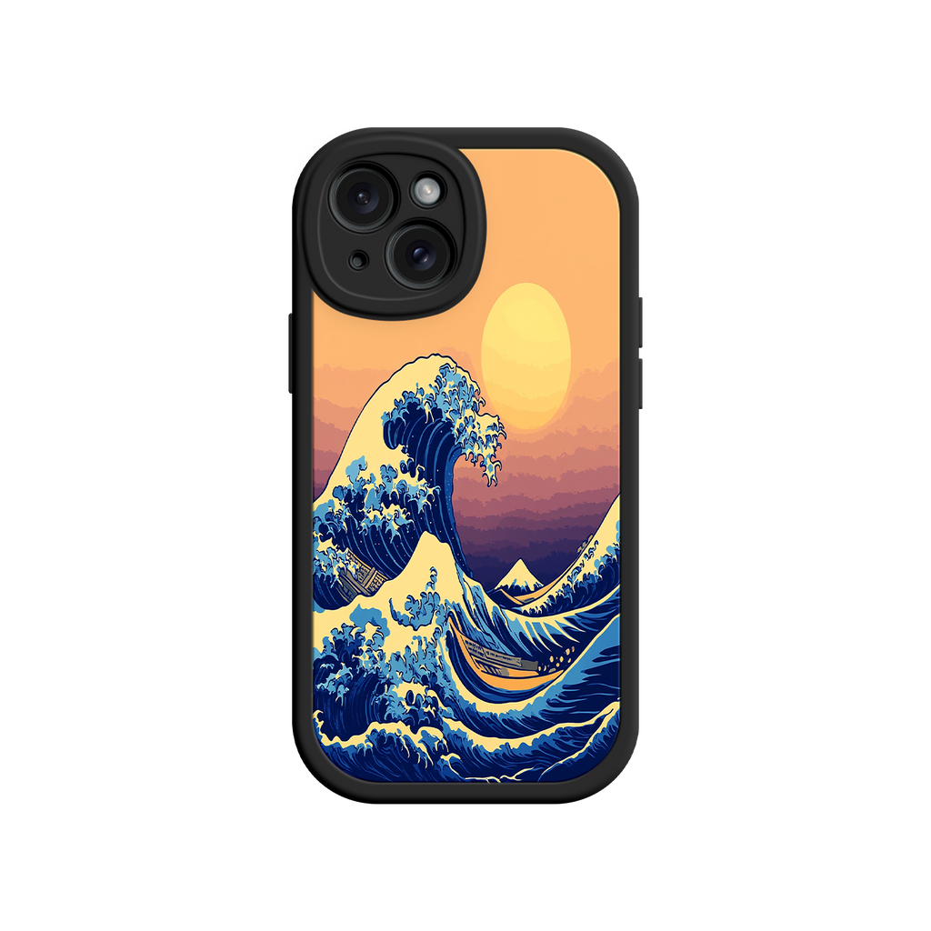 Great Wave Sunset iPhone Case – Japanese Art with Ocean & Mountain Design