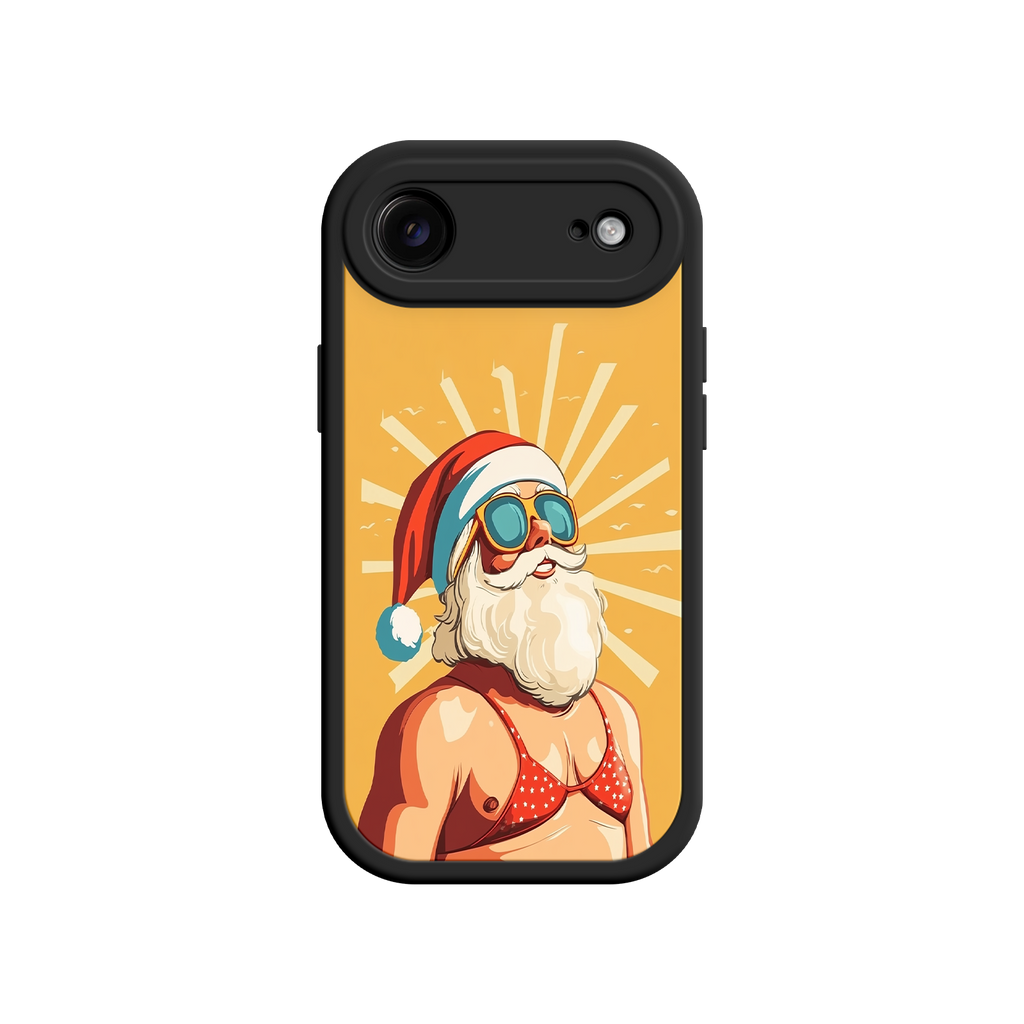 Santa in summer outfit phone case for holiday cheer