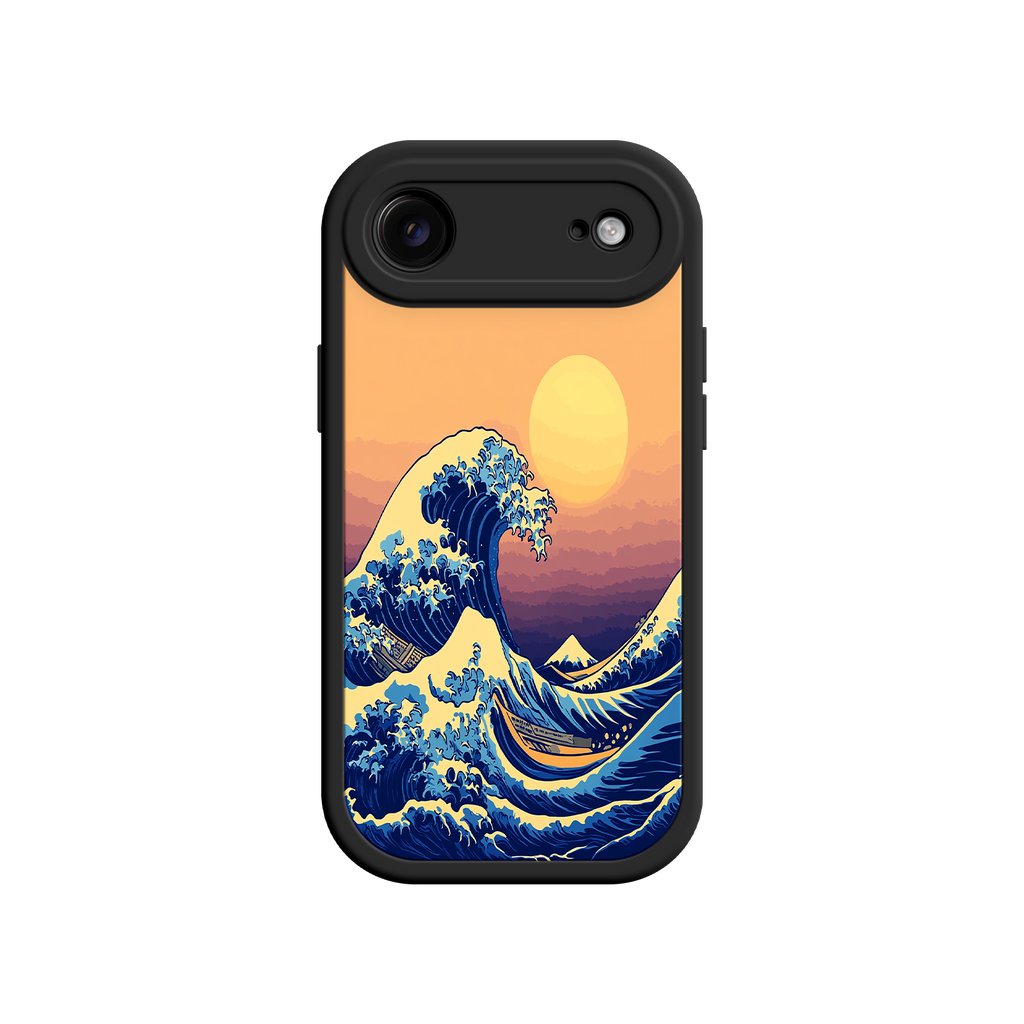 Great Wave Sunset iPhone Case – Japanese Art with Ocean & Mountain Design