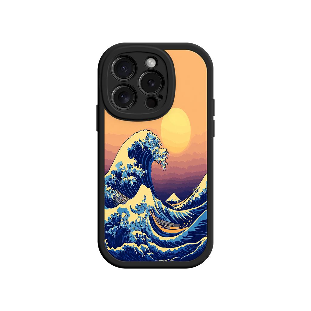 Great Wave Sunset iPhone Case – Japanese Art with Ocean & Mountain Design