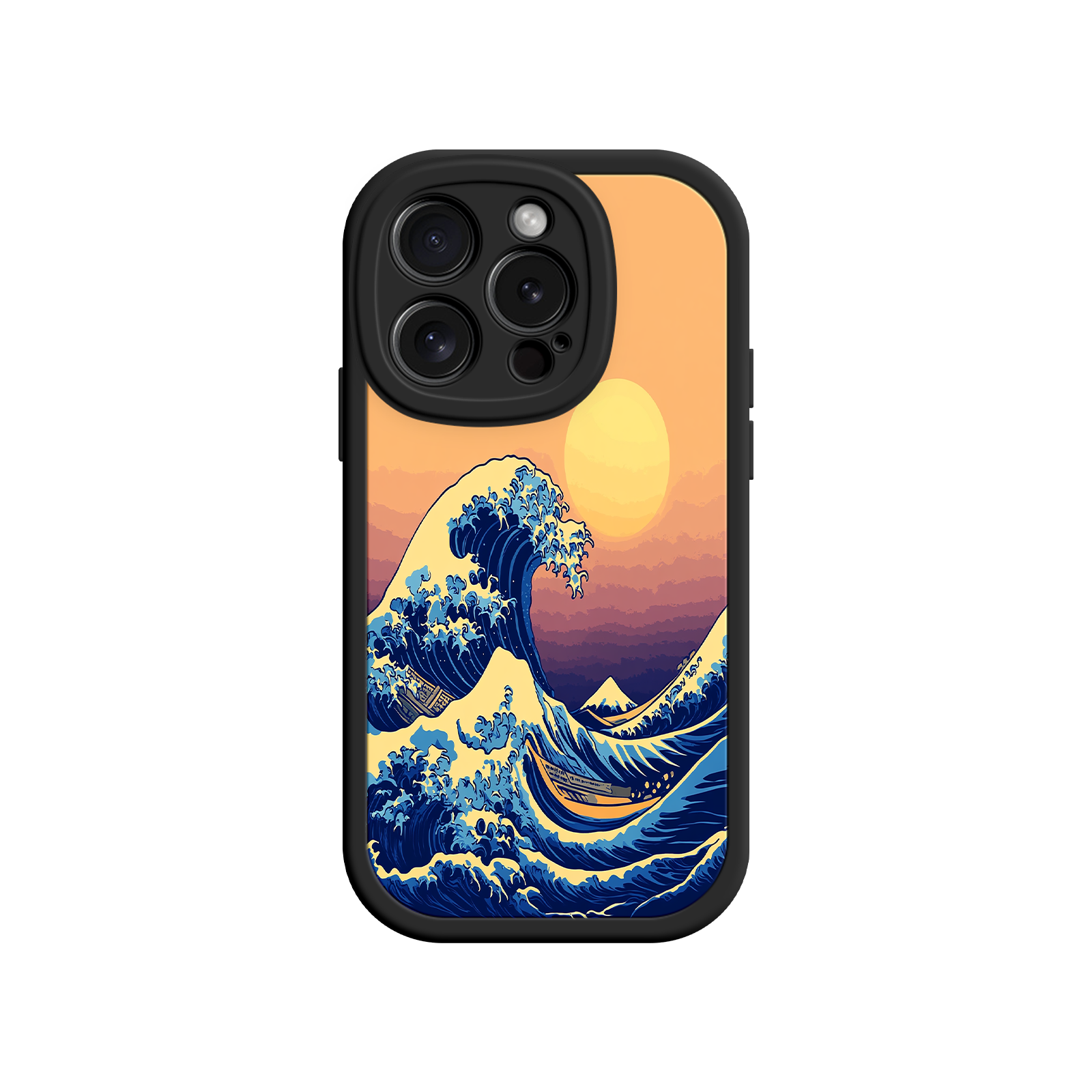 Great Wave Sunset iPhone Case – Japanese Art with Ocean & Mountain Design