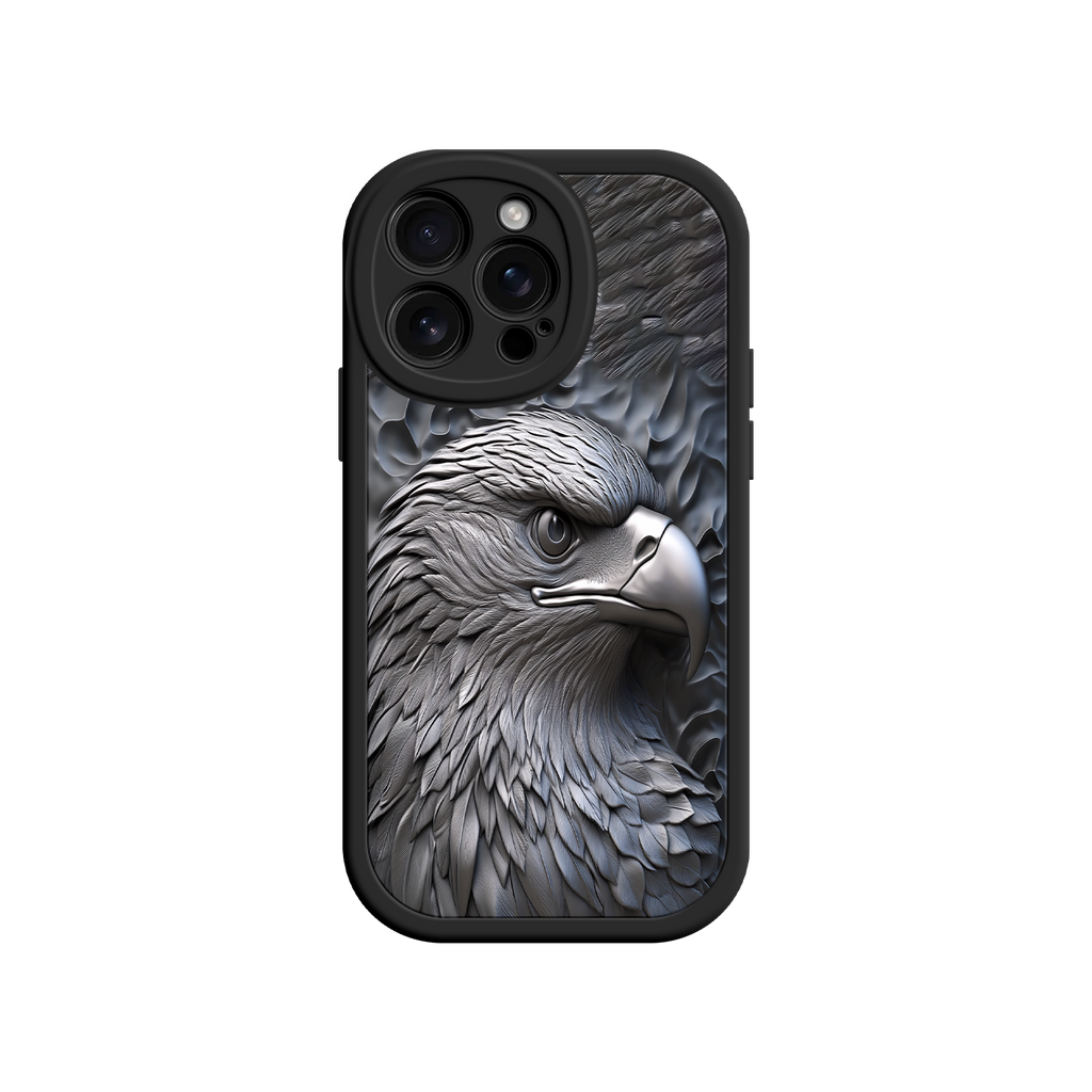 Embossed Eagle iPhone 17 Case – Grayscale 3D Design, Rugged Protective Cover, Symbol of Strength & Freedom