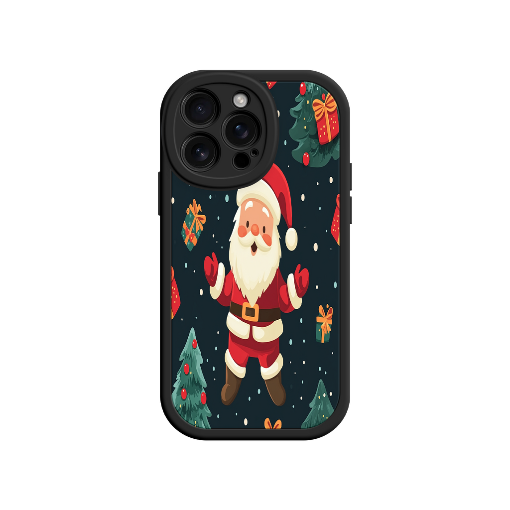 Festive Santa iPhone 17 Case – Christmas Holiday Design, Jolly Santa Claus, Gift Boxes & Trees