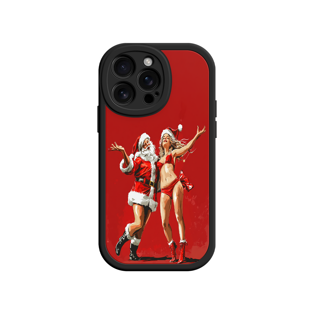 Merry & Flirty iPhone 17 Case – Fun Christmas Couple, Bold Red Festive Design, Santa & Sexy Santa Girl