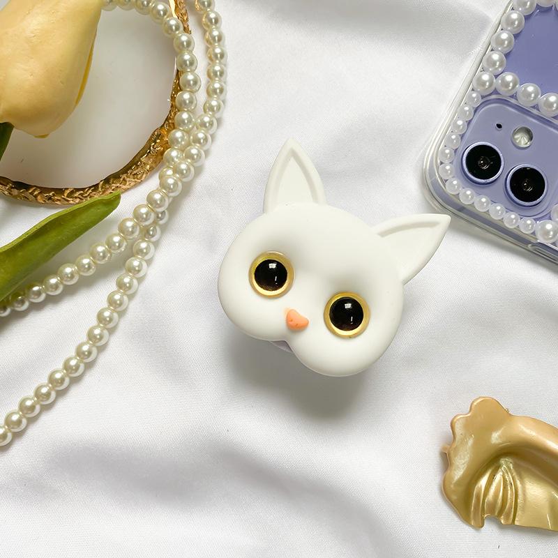 3D Cat Makeup Mirror PopSockets Glitter phone PopGrip, adjustable cellphone stand, retractable smartphone holder, phone mount support, Folding Kickstand, handheld accessories
