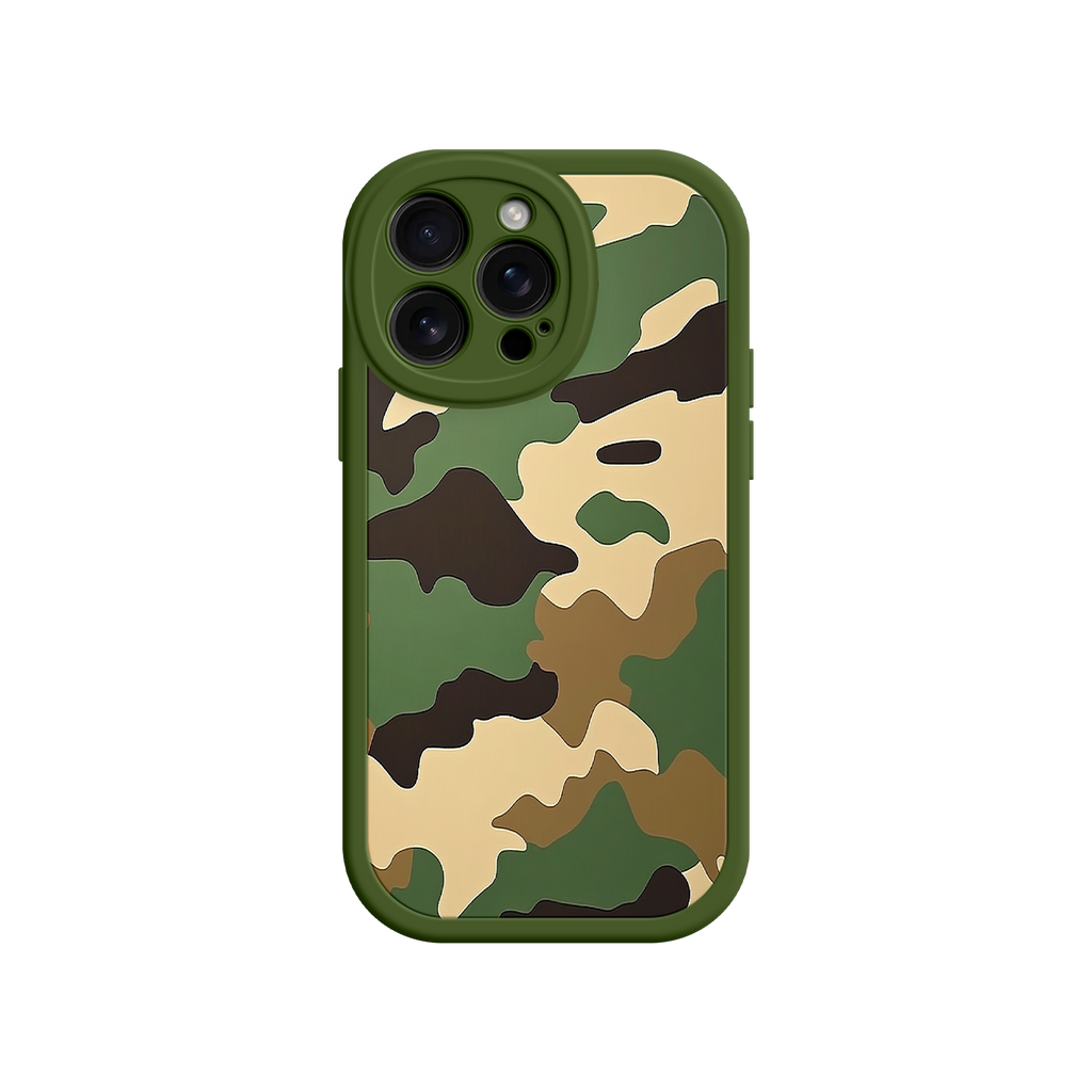 Camouflage phone case on a white background