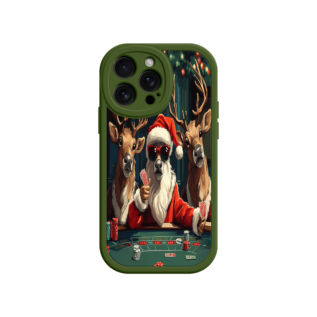 Santa Claus Poker iPhone 17 Case – Funny Christmas Design, Holiday Pet Humor, Reindeer Game Night