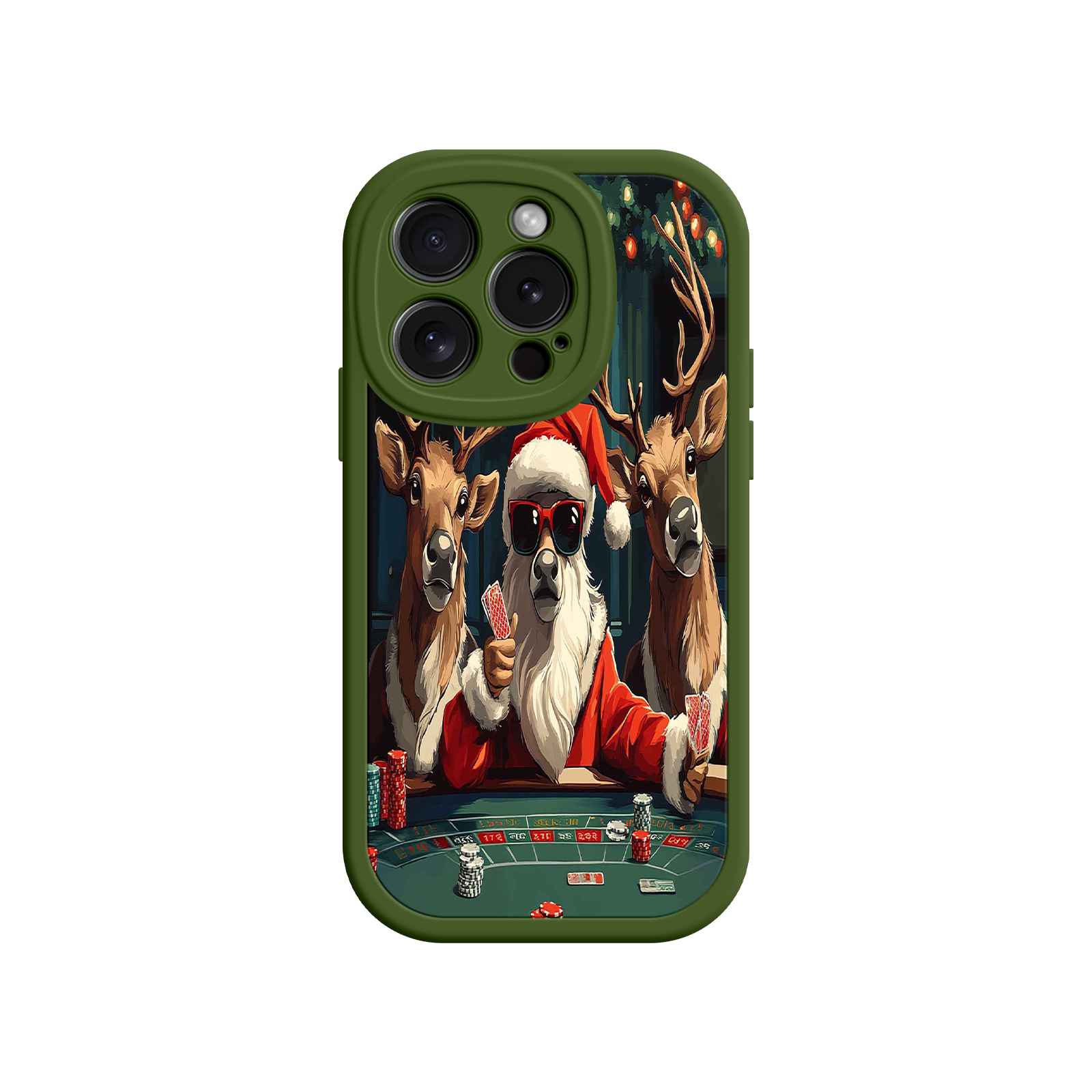 Santa Claus Poker iPhone 17 Case – Funny Christmas Design, Holiday Pet Humor, Reindeer Game Night