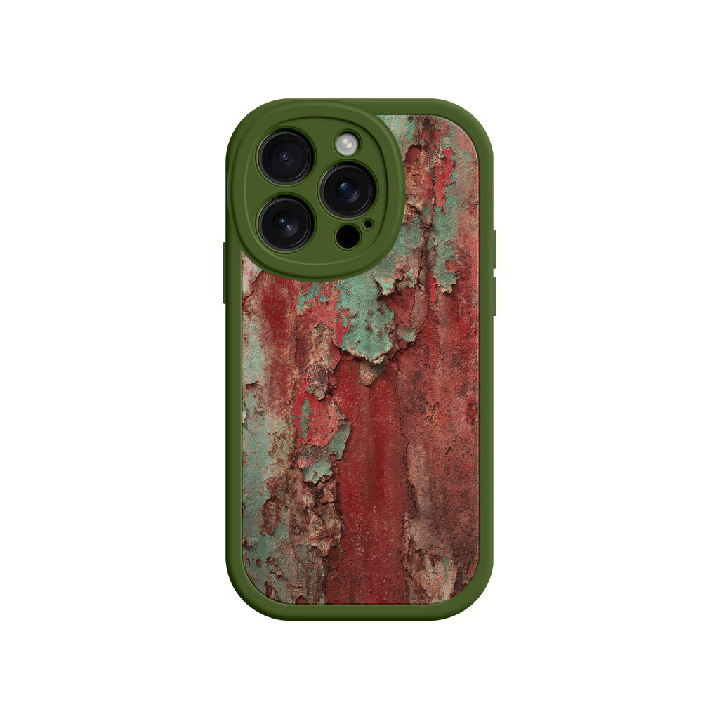 iPhone case with distressed metal and peeling paint design