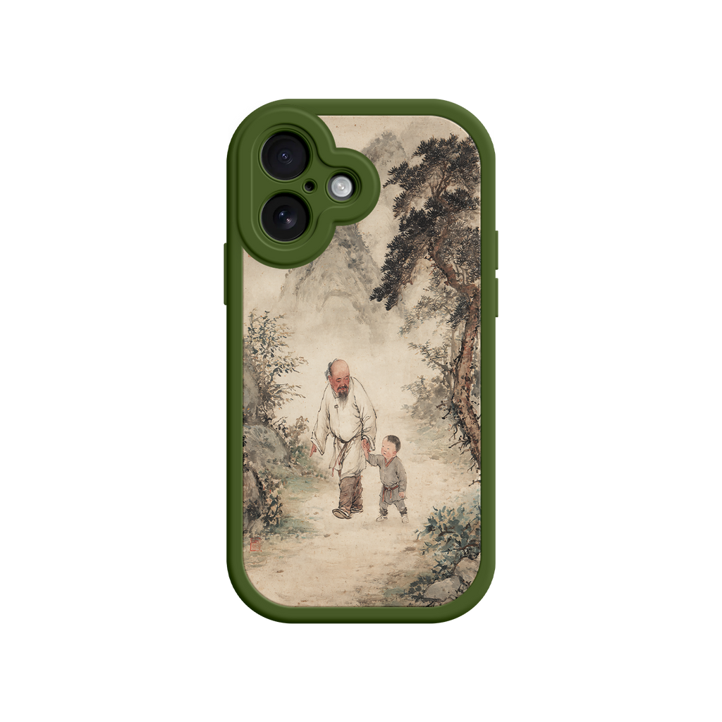 Artistic iPhone case with serene mountain trail