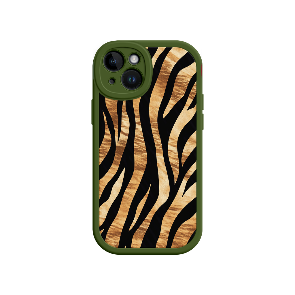 iPhone case with tan and black tiger stripes