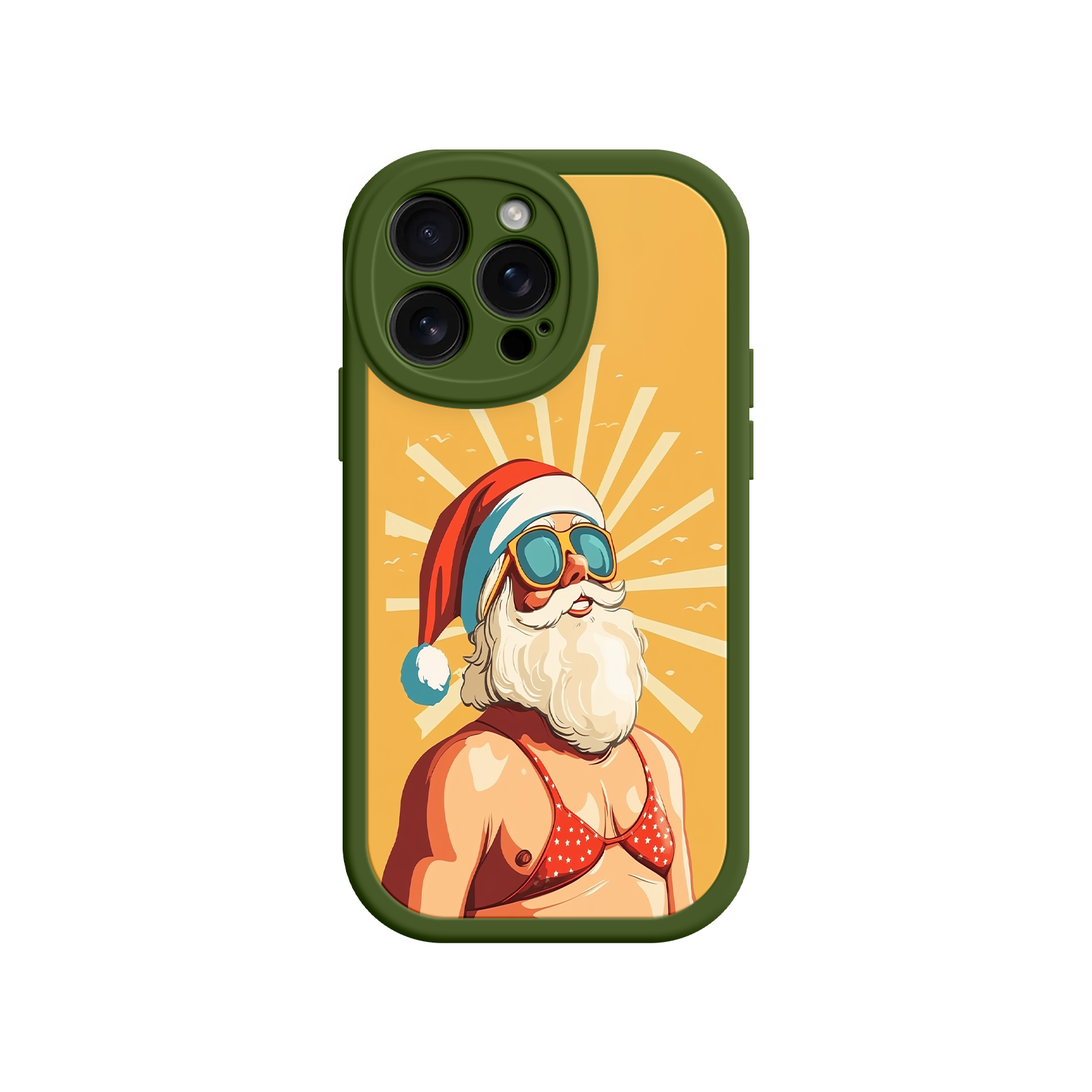 Summer-themed Santa Claus phone case for holiday lovers