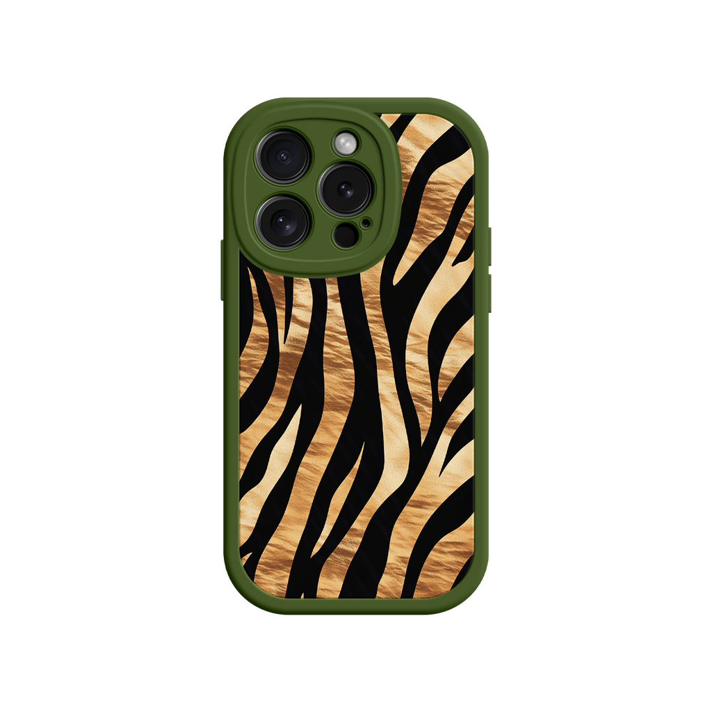 iPhone case with wild stripe texture and green trim