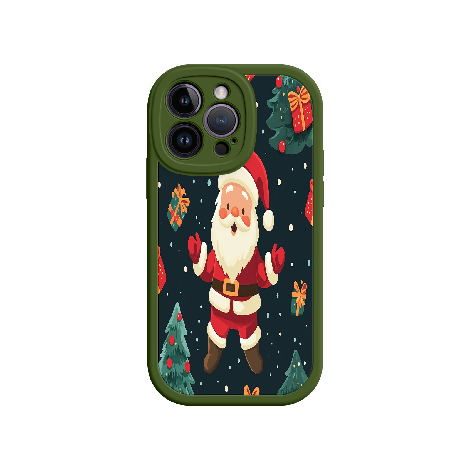 Festive Santa iPhone 17 Case – Christmas Holiday Design, Jolly Santa Claus, Gift Boxes & Trees