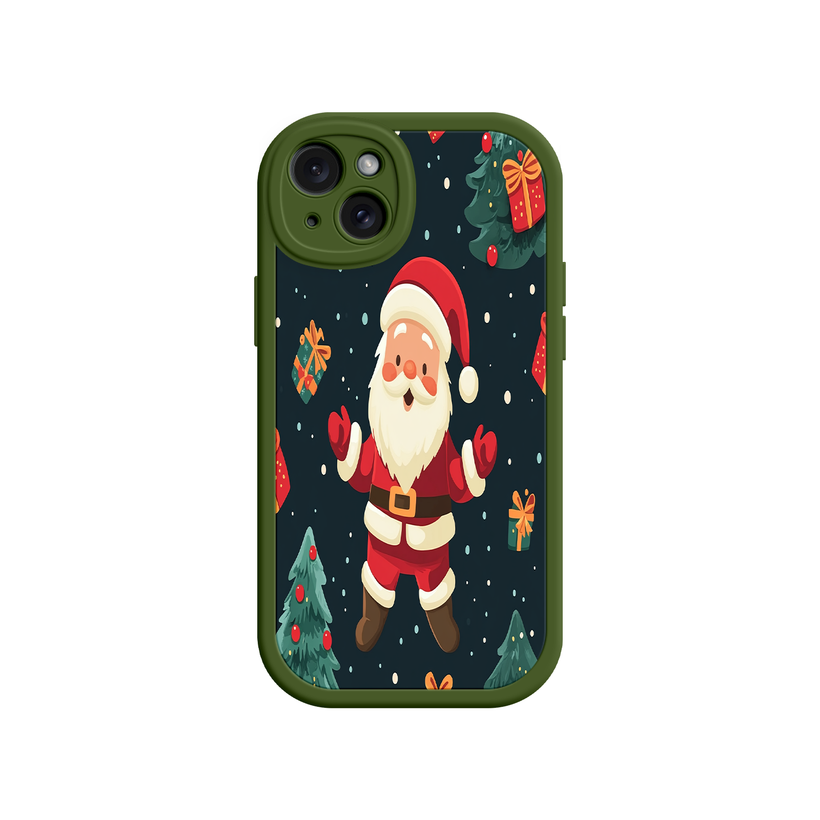 Festive Santa iPhone 17 Case – Christmas Holiday Design, Jolly Santa Claus, Gift Boxes & Trees