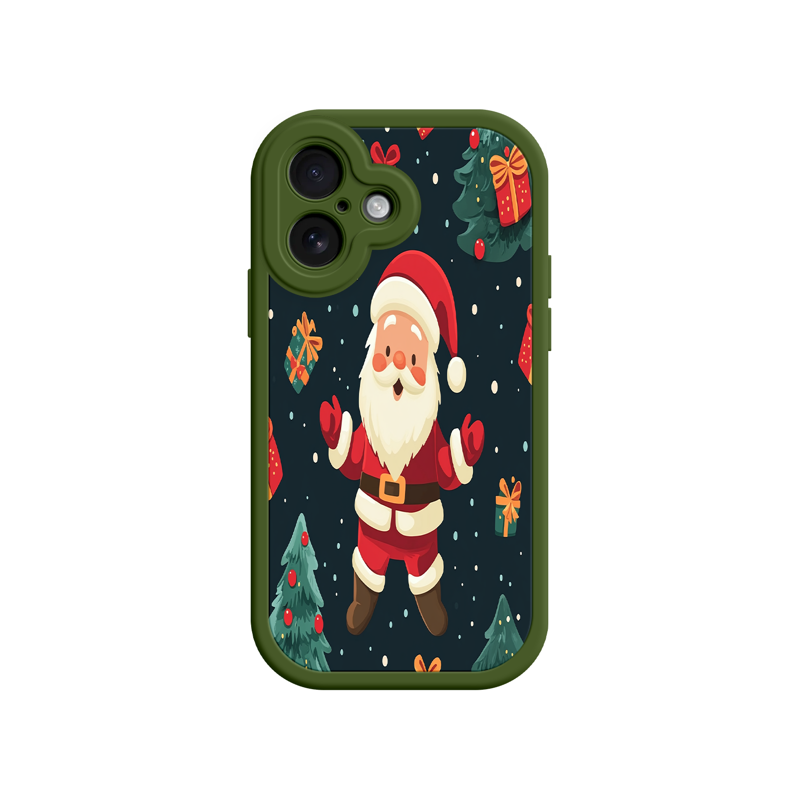 Festive Santa iPhone 17 Case – Christmas Holiday Design, Jolly Santa Claus, Gift Boxes & Trees
