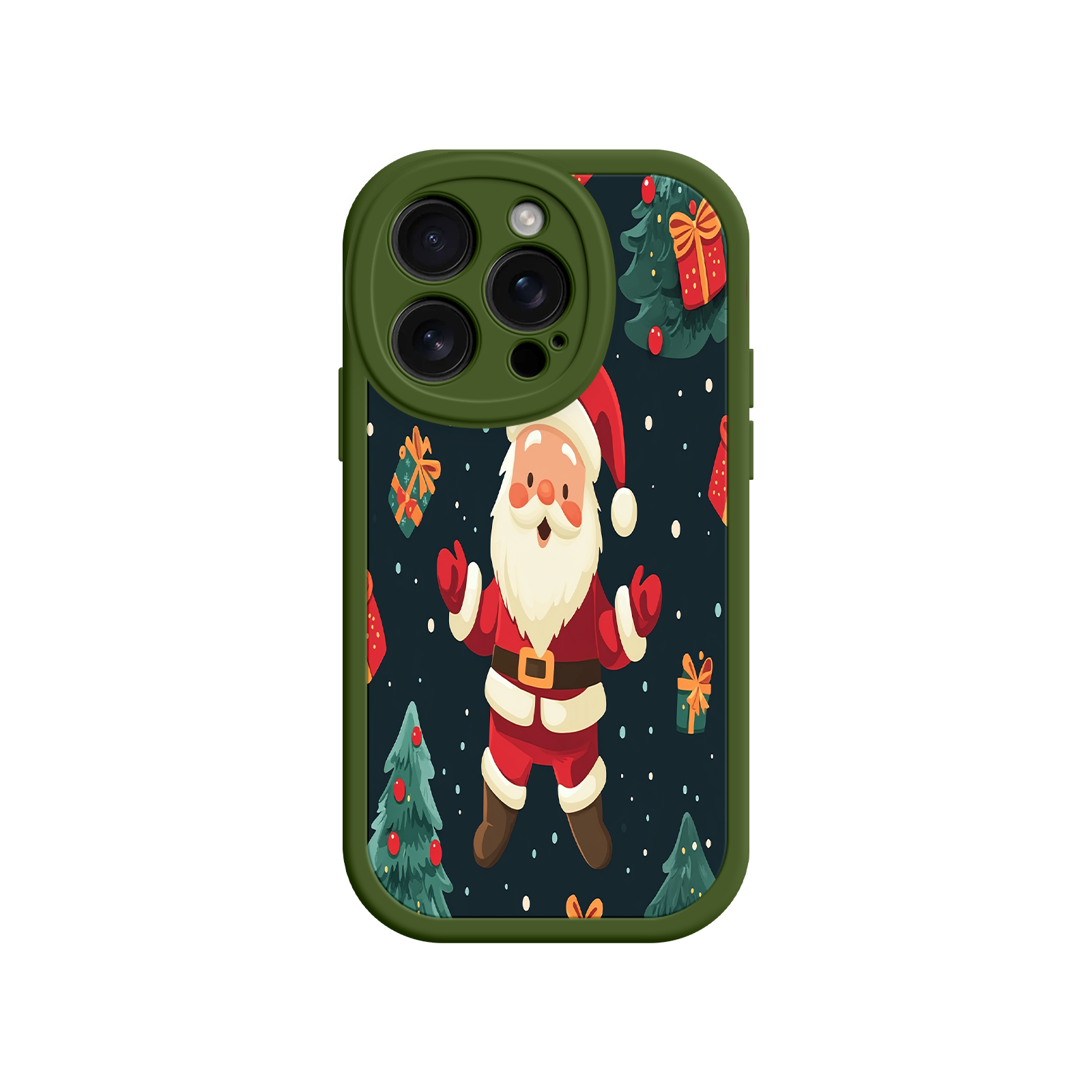 Festive Santa iPhone 17 Case – Christmas Holiday Design, Jolly Santa Claus, Gift Boxes & Trees