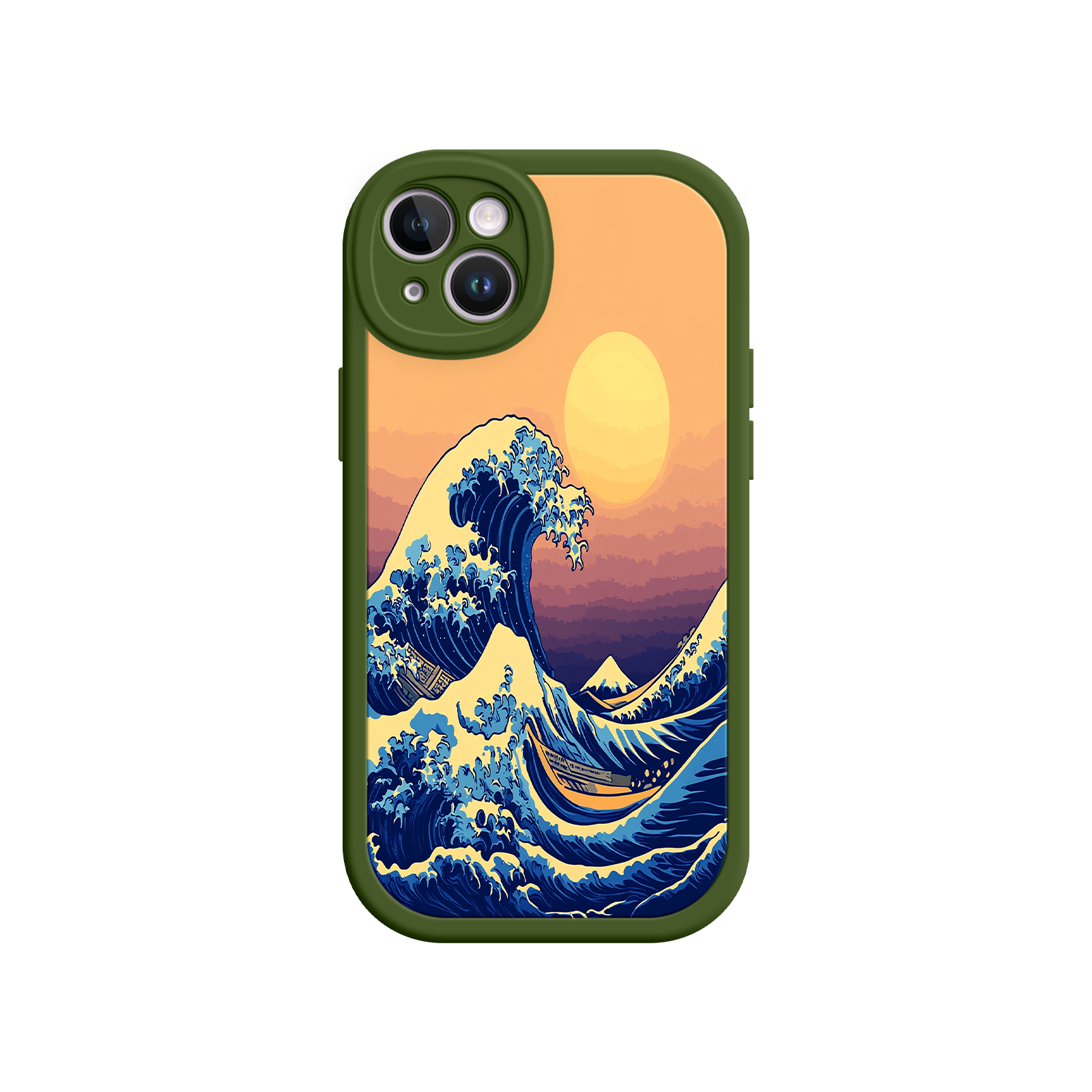 Great Wave Sunset iPhone Case – Japanese Art with Ocean & Mountain Design