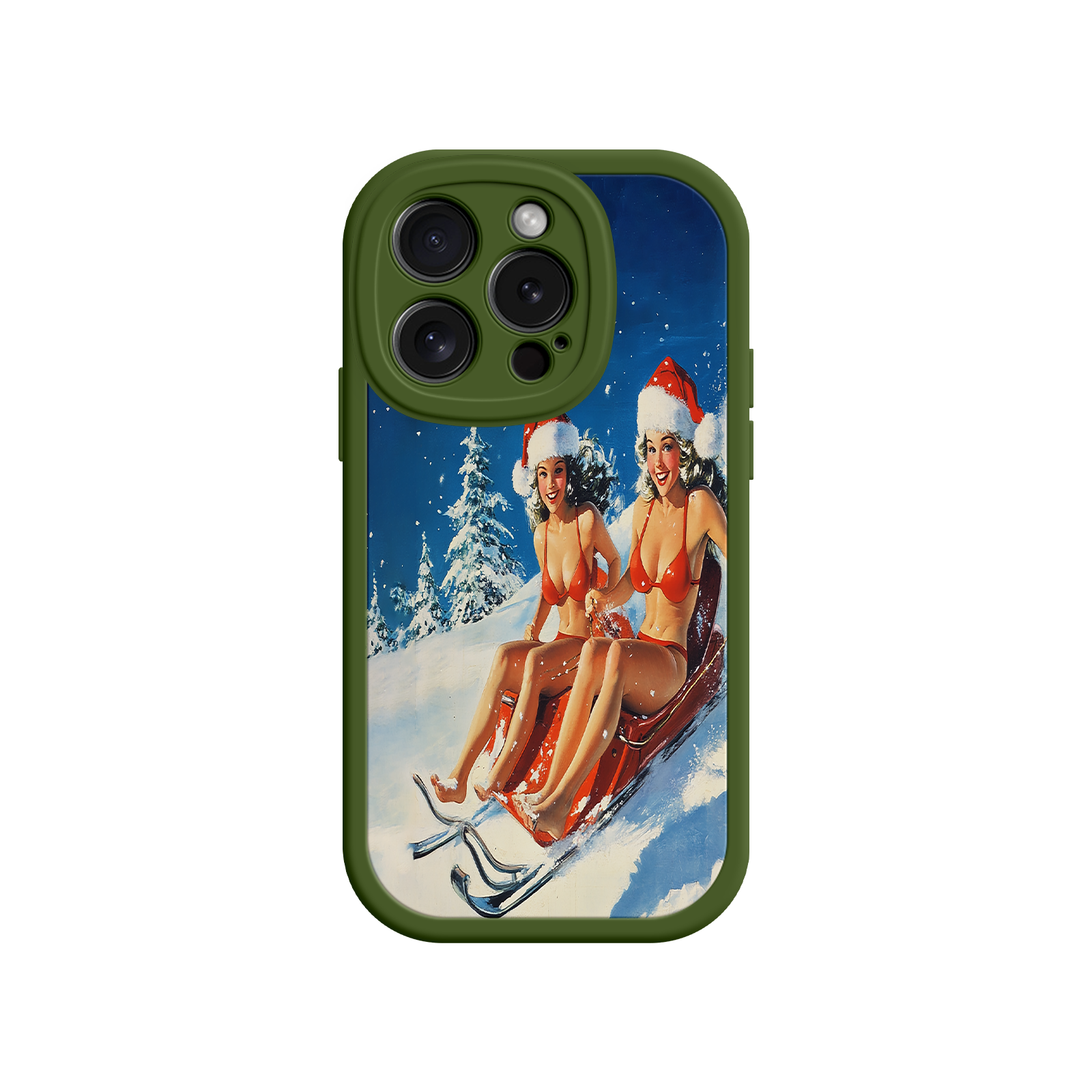 Santa Bikini Sled iPhone 17 Case – Funny Christmas Design, Sexy Holiday Vibes, Winter Wonderland Art